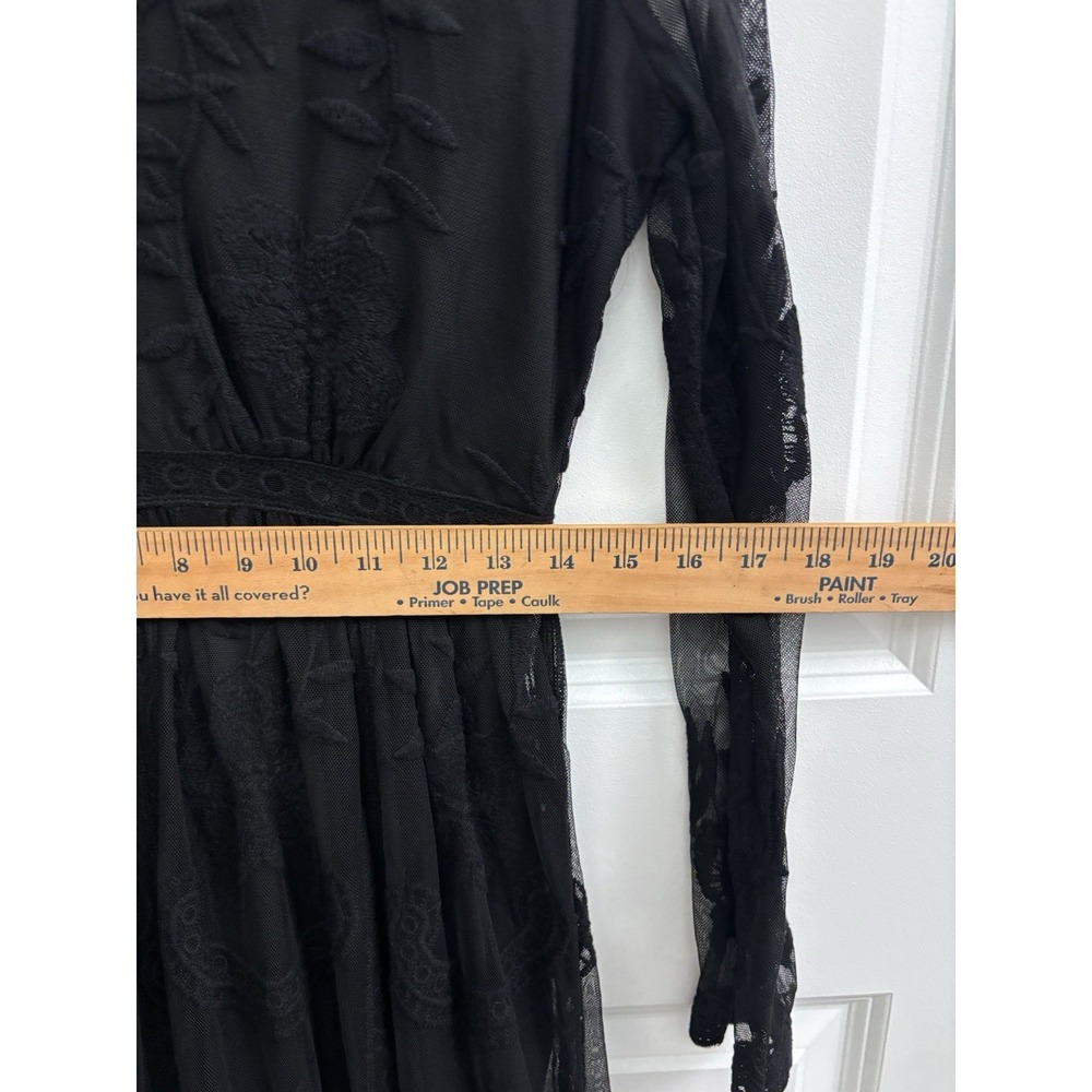 Altar'd State Black Embroidered Lace Maxi Dress M Whimsigoth Witchy Gothic 0354 - Picture 11 of 14